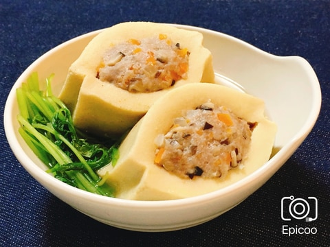 だし染み絶品!高野豆腐の肉詰め煮